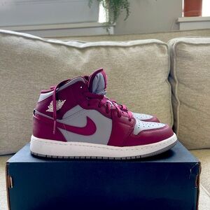 For Sale: Air Jordan 1 Mid (Cherrywood Red/ Cement Grey/White)
